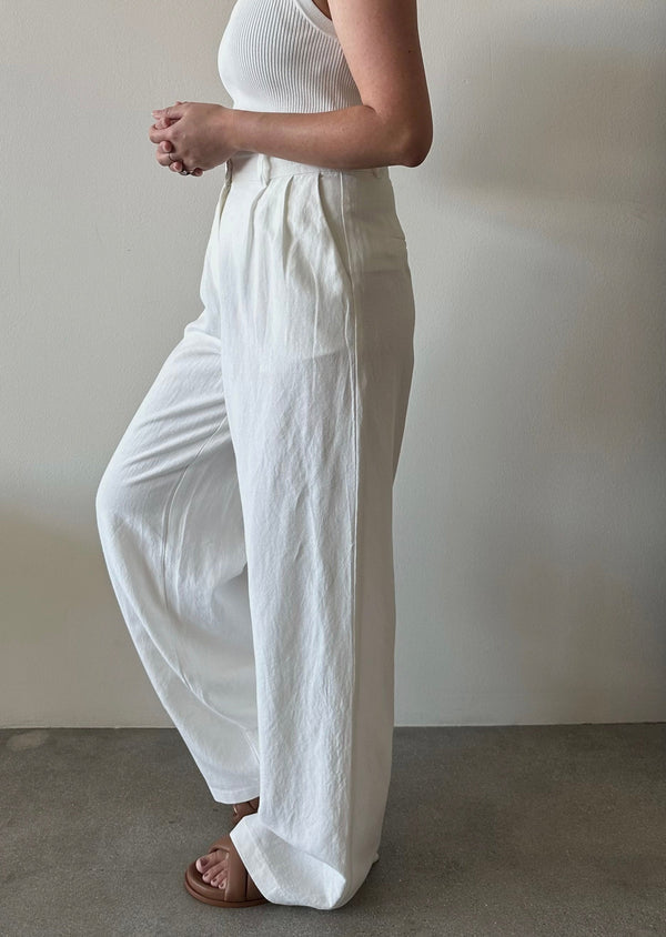 Atonia Wide Pleated Pants - White - house of lolo