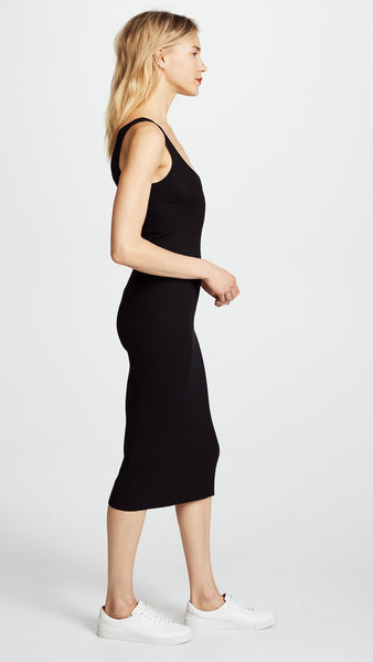 Silk Rib Tank Dress - Black