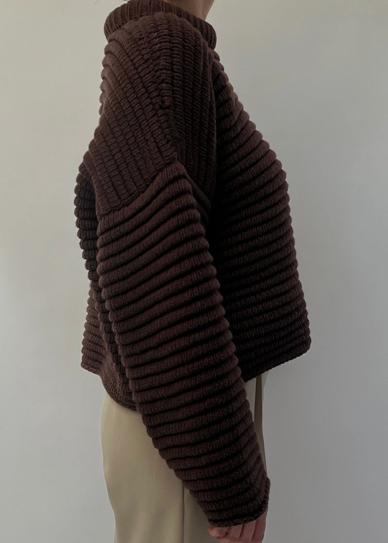 Romy Cotton Sweater - Cocoa - house of lolo