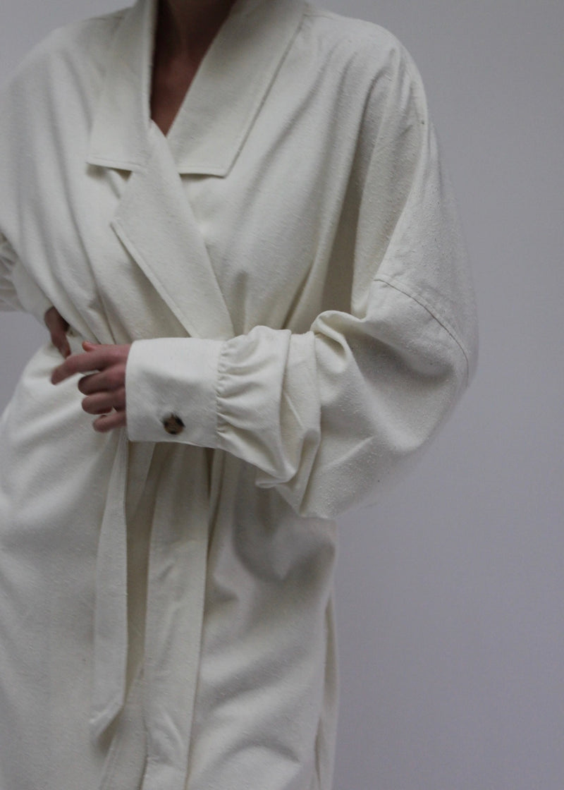 Layla Raw Silk Wrap Dress - Cream - house of lolo