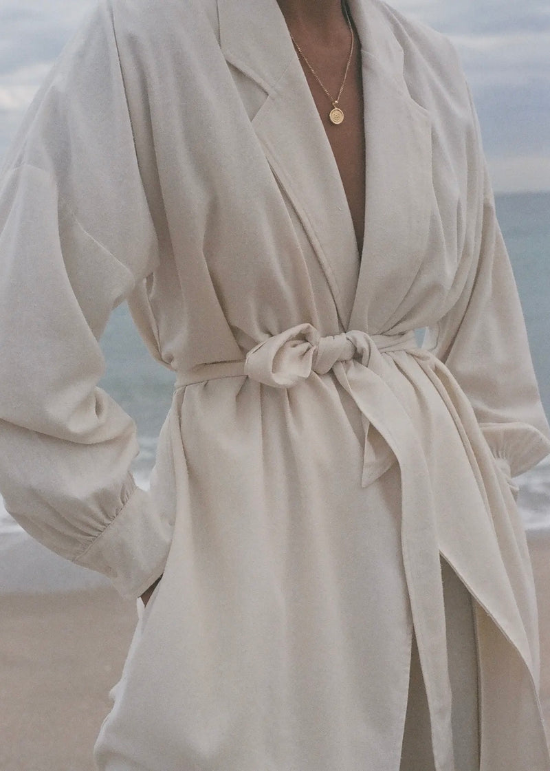 Layla Raw Silk Wrap Dress - Cream - house of lolo