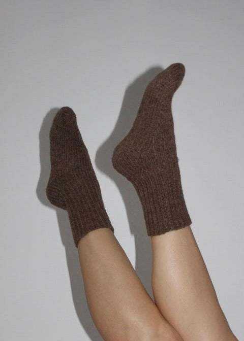 Danny Knitted Alpaca Socks - Umber - house of lolo