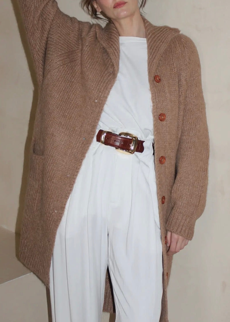 Martie Knitted Suri Alpaca Coat - Jute - house of lolo