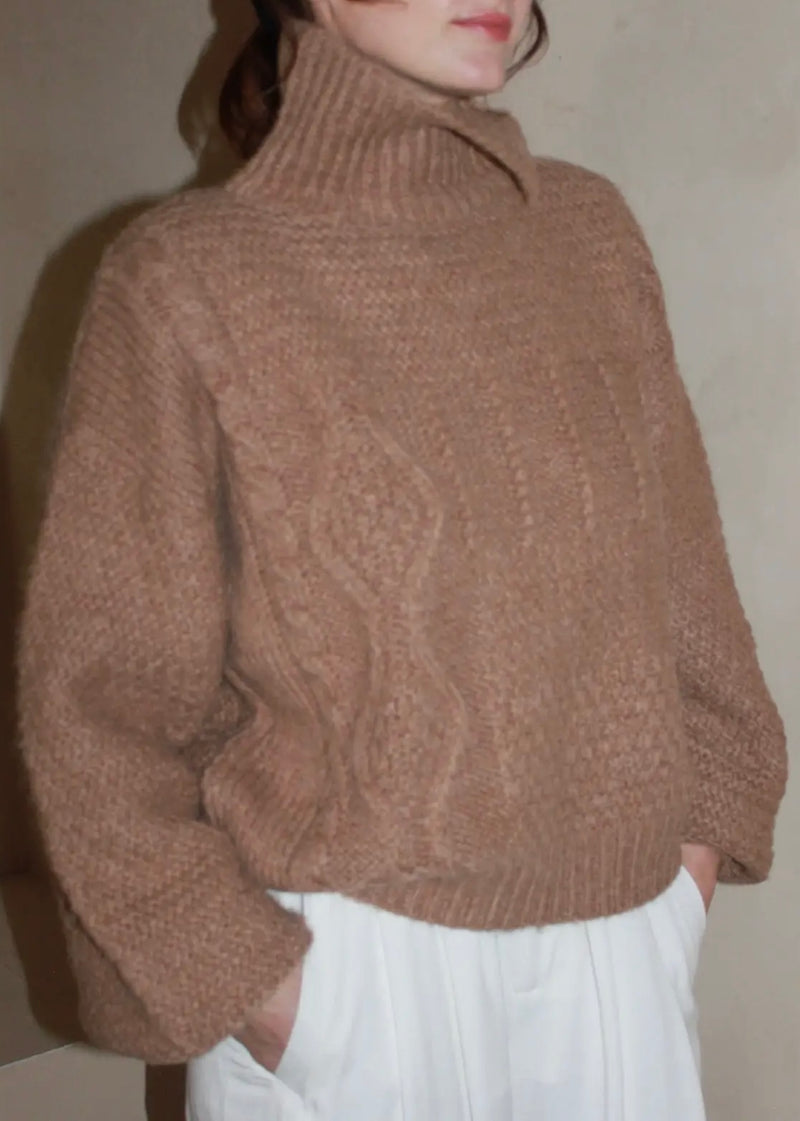 Ollie Knitted Suri Alpaca Sweater - Jute - house of lolo