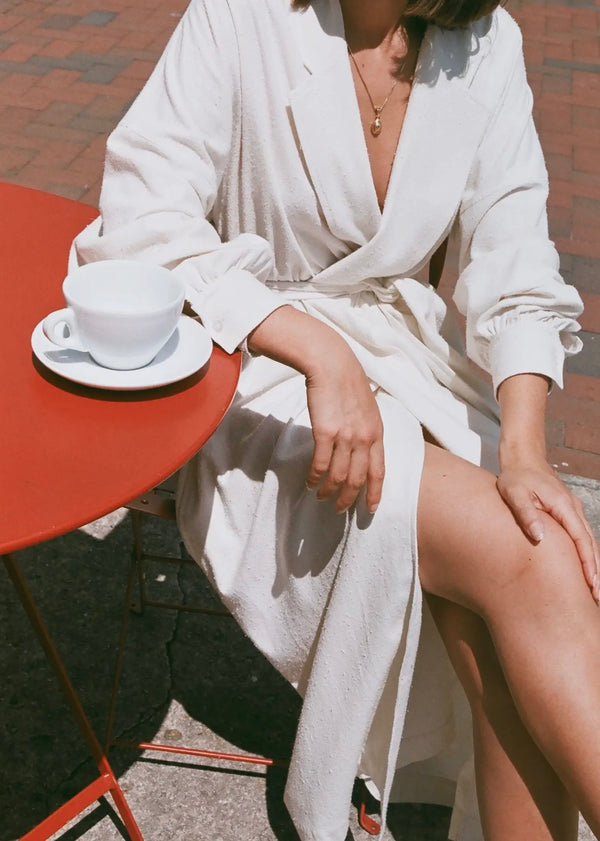 Layla Raw Silk Wrap Dress - Cream - house of lolo