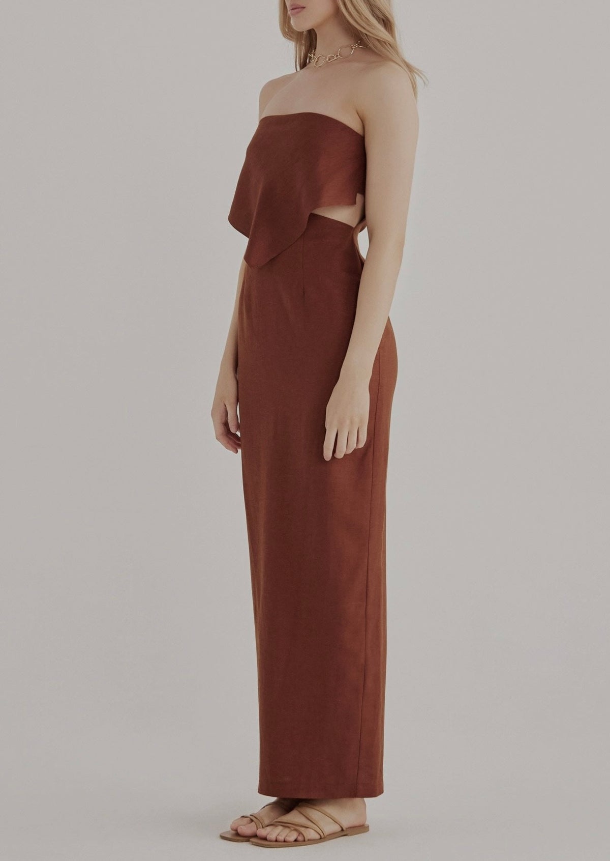 knee length dresses for ladies Roam Bandana Maxi - Chocolate