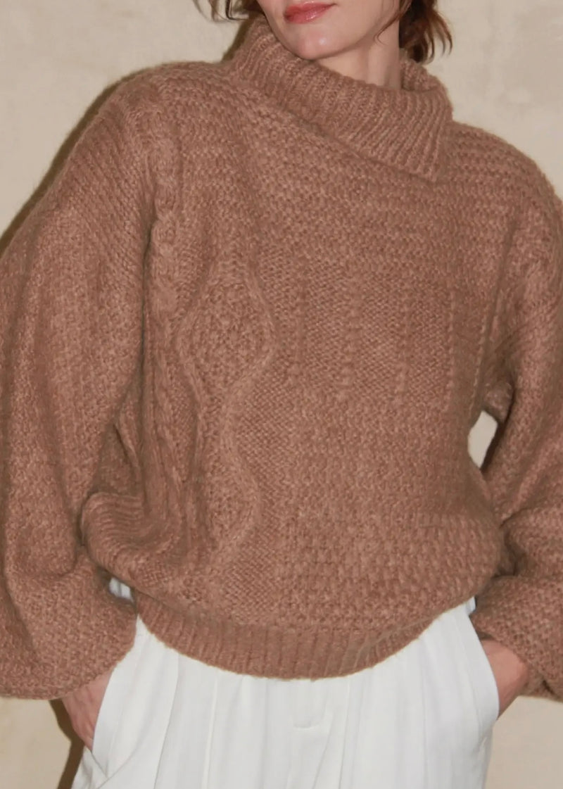 Ollie Knitted Suri Alpaca Sweater - Jute - house of lolo