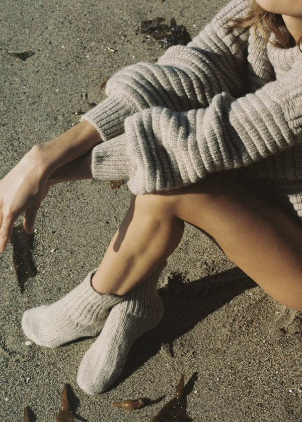 Danny Knitted Alpaca Socks - Oat - house of lolo
