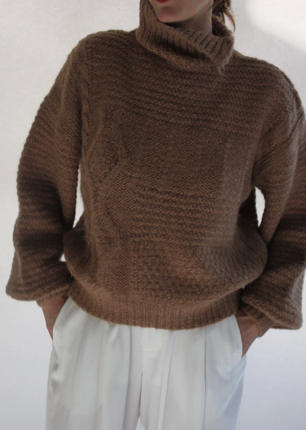 Ollie Knitted Suri Alpaca Sweater - Jute - house of lolo