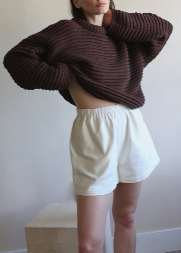 Romy Cotton Sweater - Cocoa - house of lolo