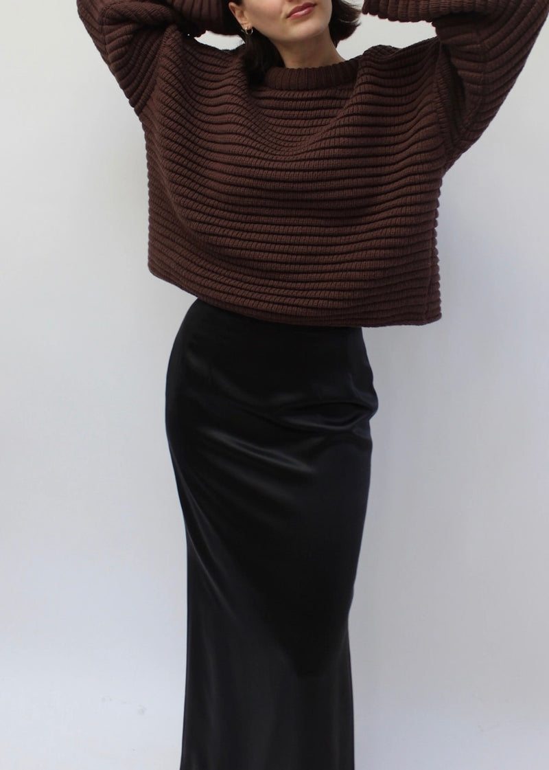 Romy Cotton Sweater - Cocoa - house of lolo