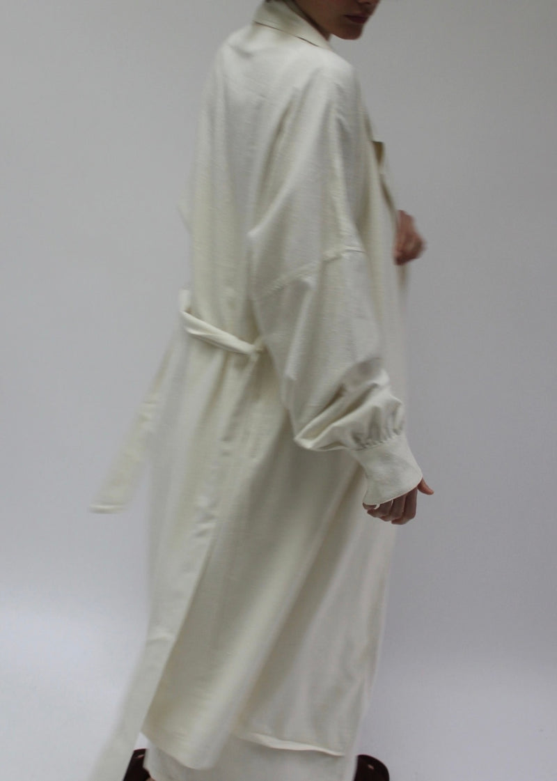 Layla Raw Silk Wrap Dress - Cream - house of lolo