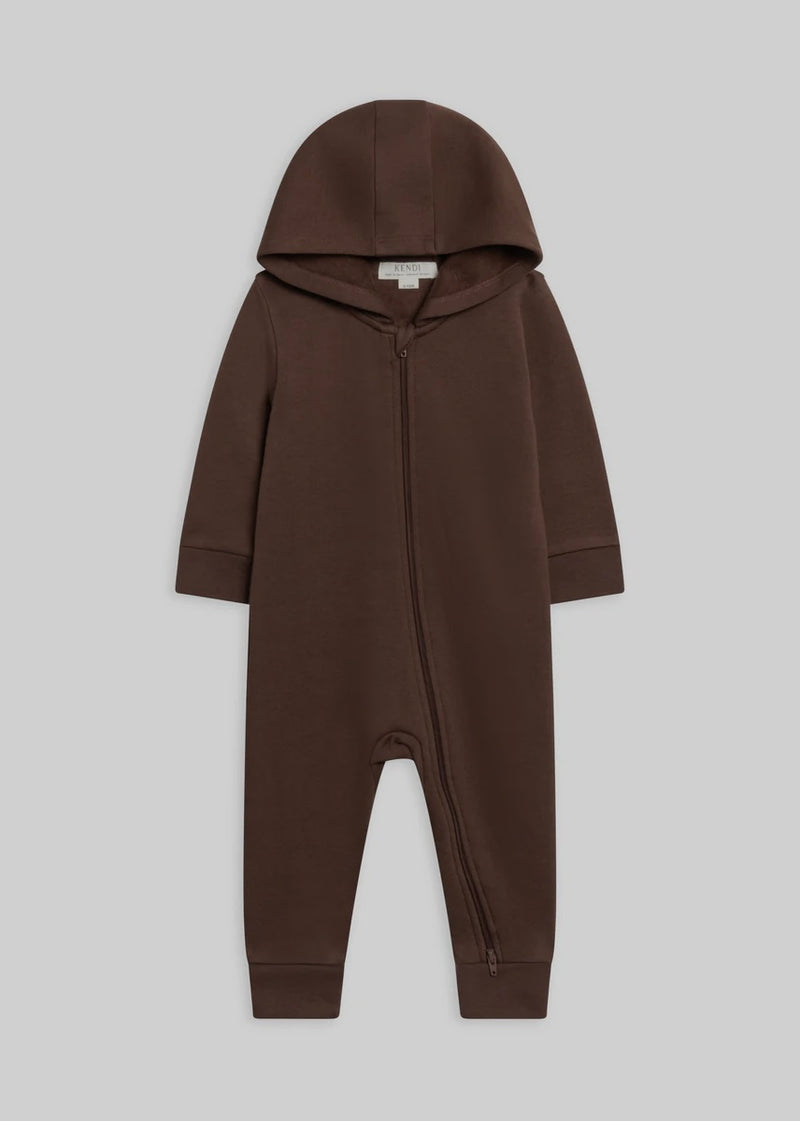 Greer Hooded Romper - Chestnut