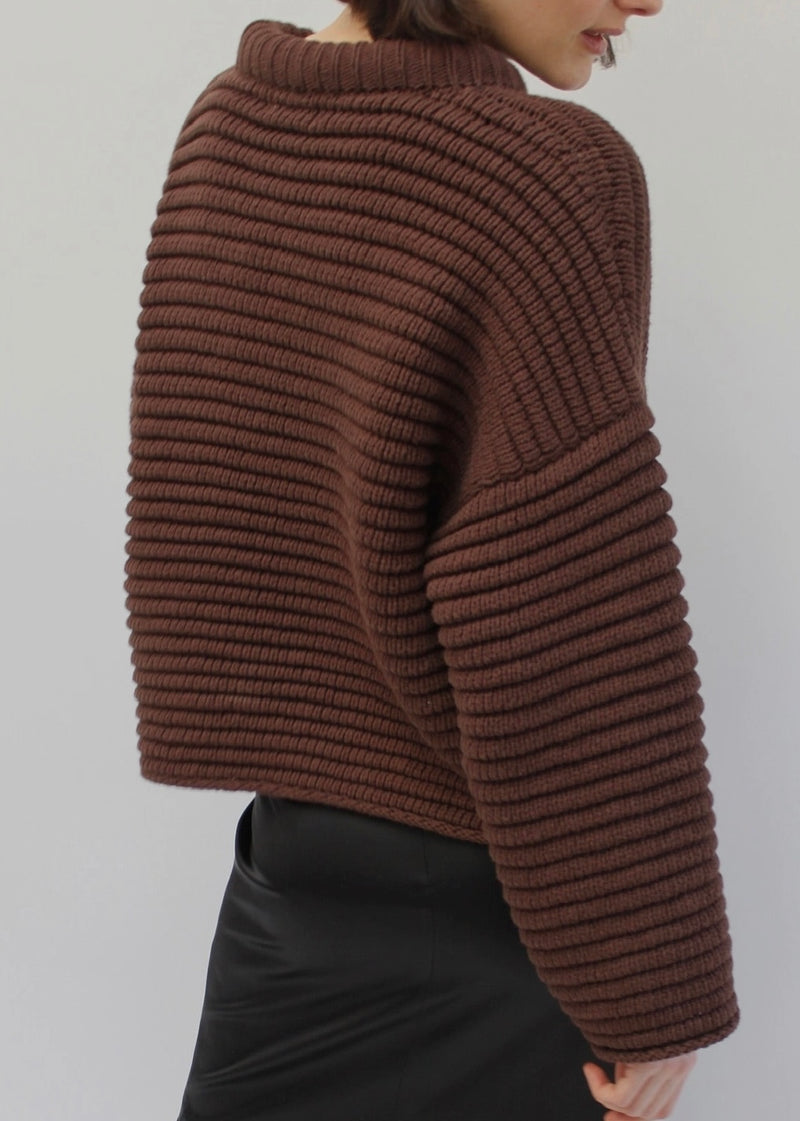 Romy Cotton Sweater - Cocoa - house of lolo