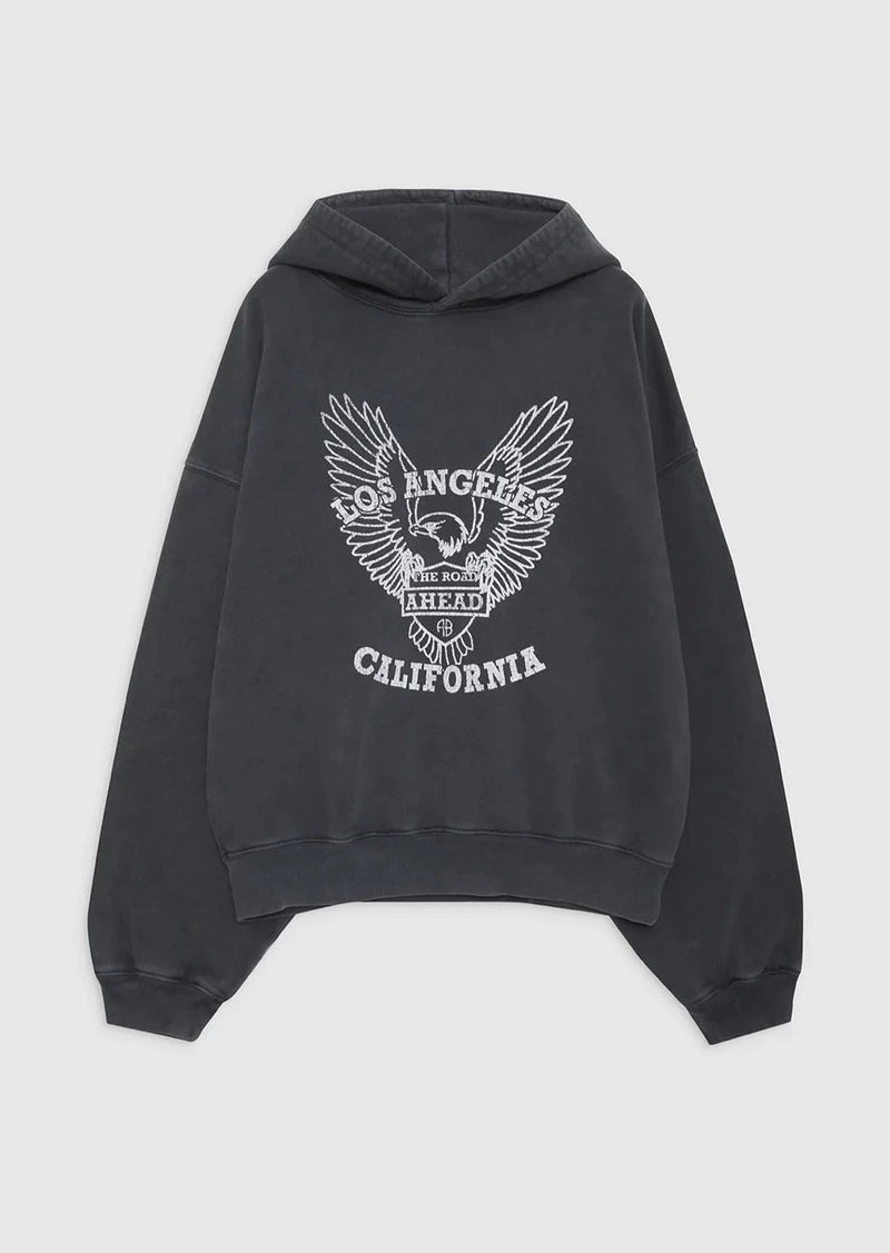 Alec Hoodie White Eagle - Washed Black - house of lolo