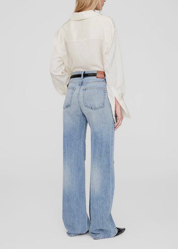 Bridget Shirt - Ivory & Black Pinstripe