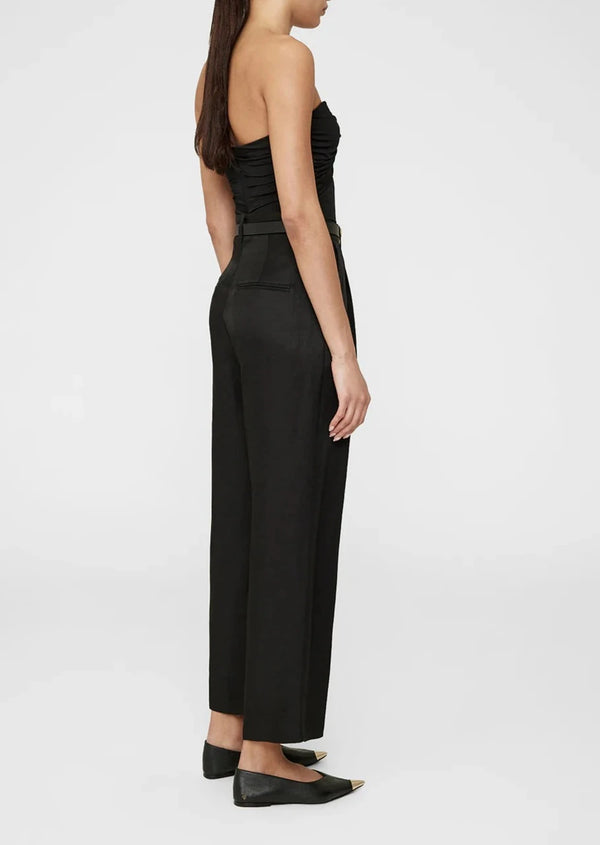 Carrie Cropped Pant - Black Linen Blend