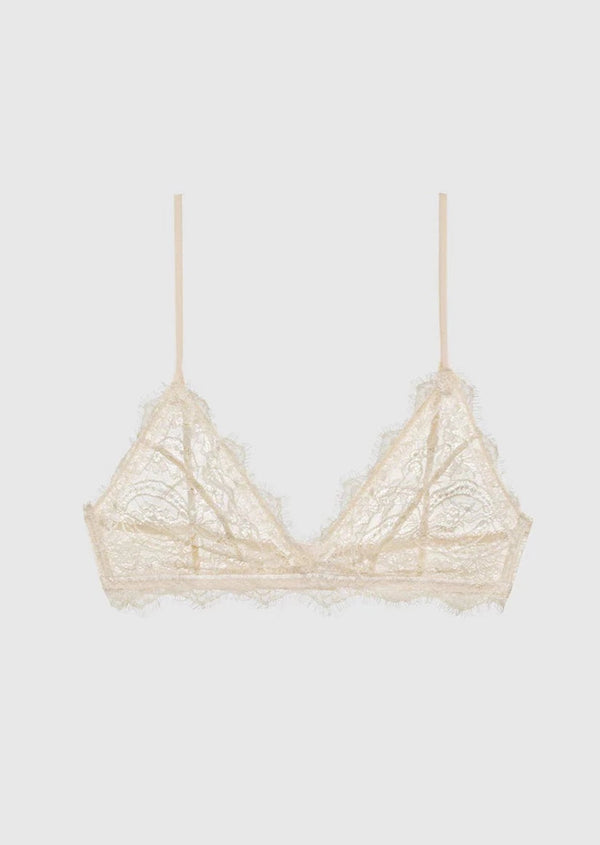 Lace Bra with Trim - Nude