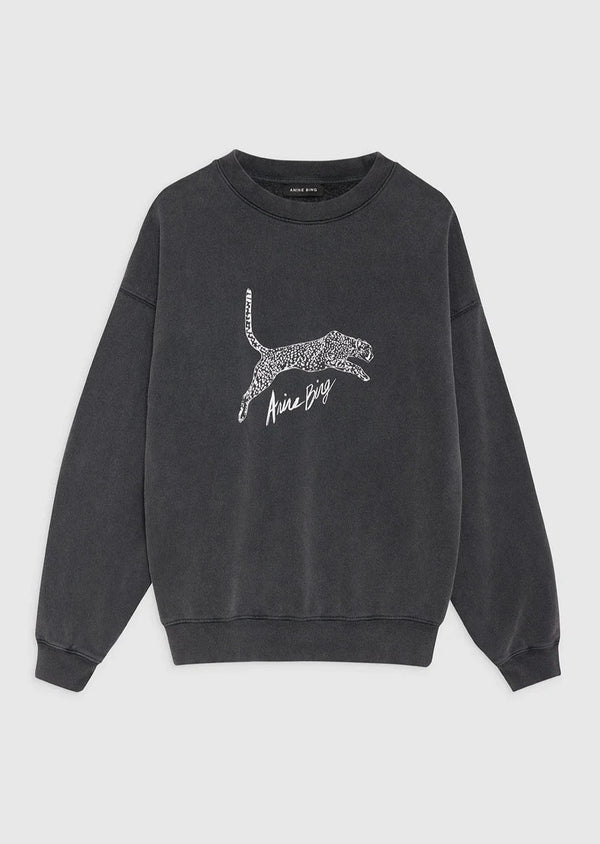 Spencer Sweatshirt Spotted Leopard - Washed Black - house of lolo