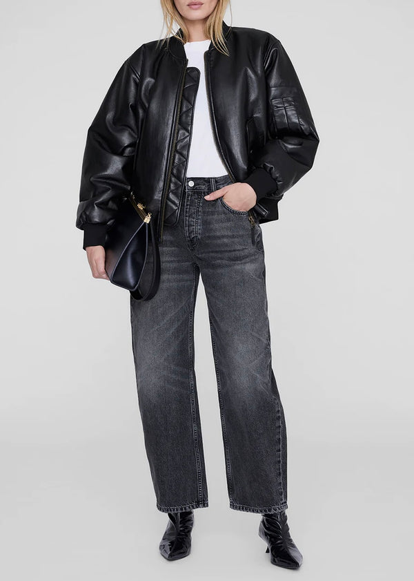 Leon Bomber - Black Recycled Leather