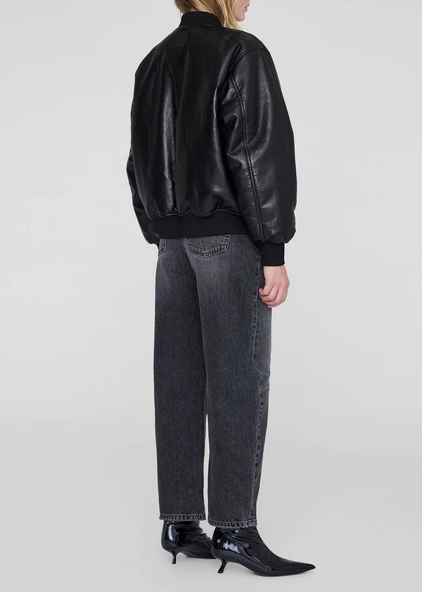 Leon Bomber - Black Recycled Leather