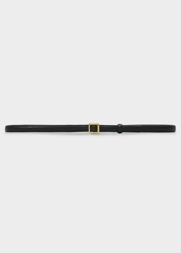 The Georgia Slim Belt - Gold/Black Leather