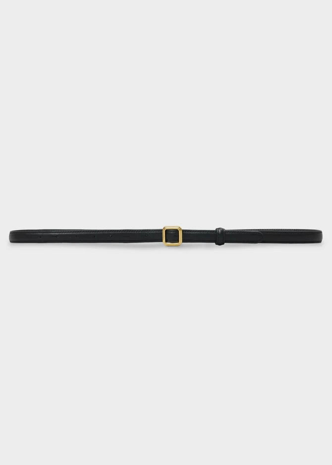 The Georgia Slim Belt - Gold/Black Leather