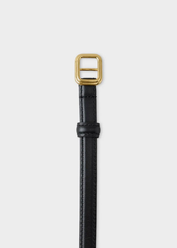 The Georgia Slim Belt - Gold/Black Leather
