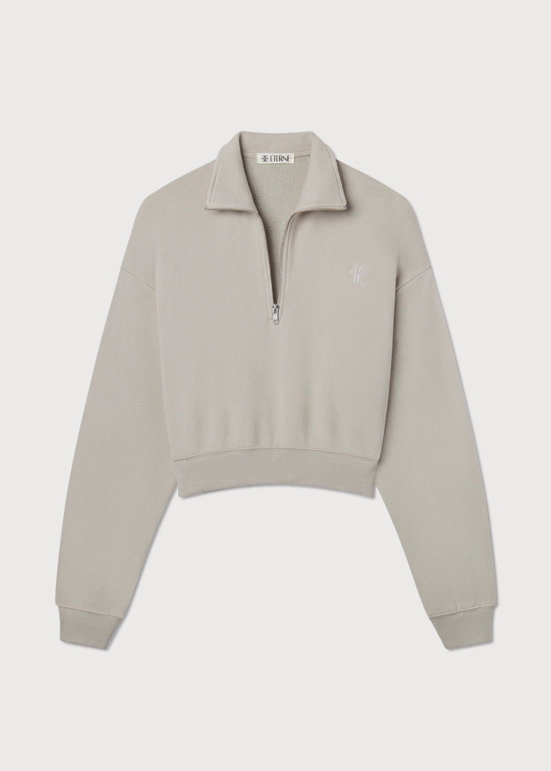 Cropped Half-Zip Sweatshirt - Dove - house of lolo