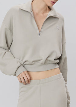 Cropped Half-Zip Sweatshirt - Dove - house of lolo