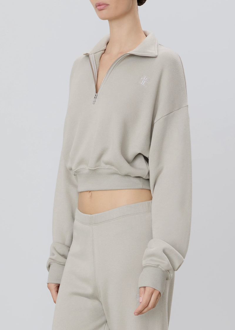 Cropped Half-Zip Sweatshirt - Dove - house of lolo
