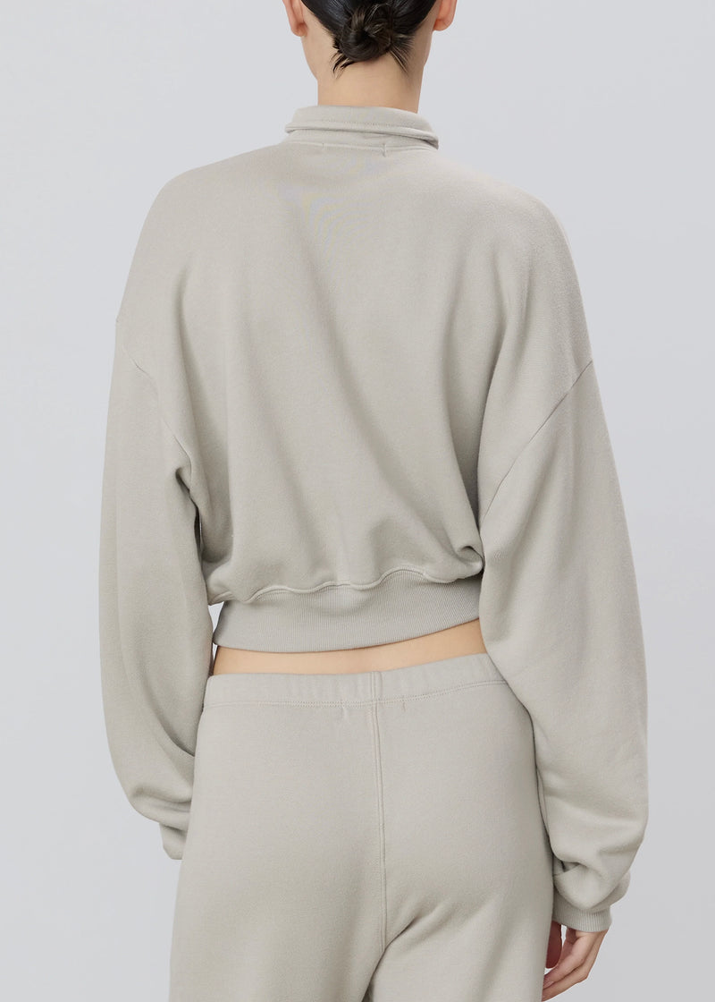 Cropped Half-Zip Sweatshirt - Dove - house of lolo