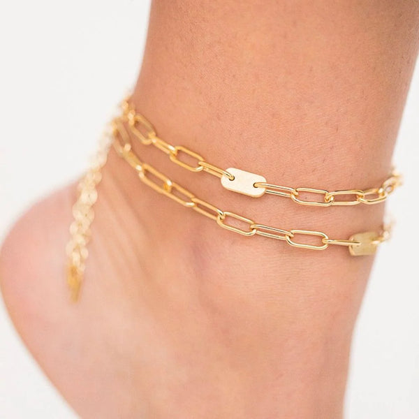 Delicate Ellipse Anklet - Gold - house of lolo