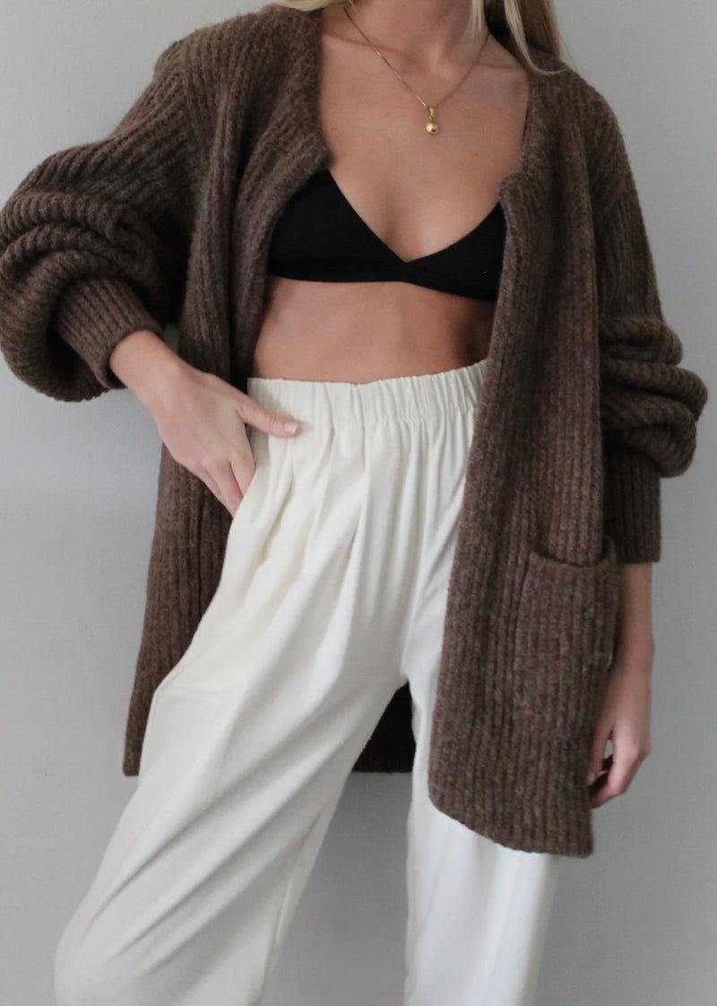 Dylan Knitted Alpaca Coat - Umber