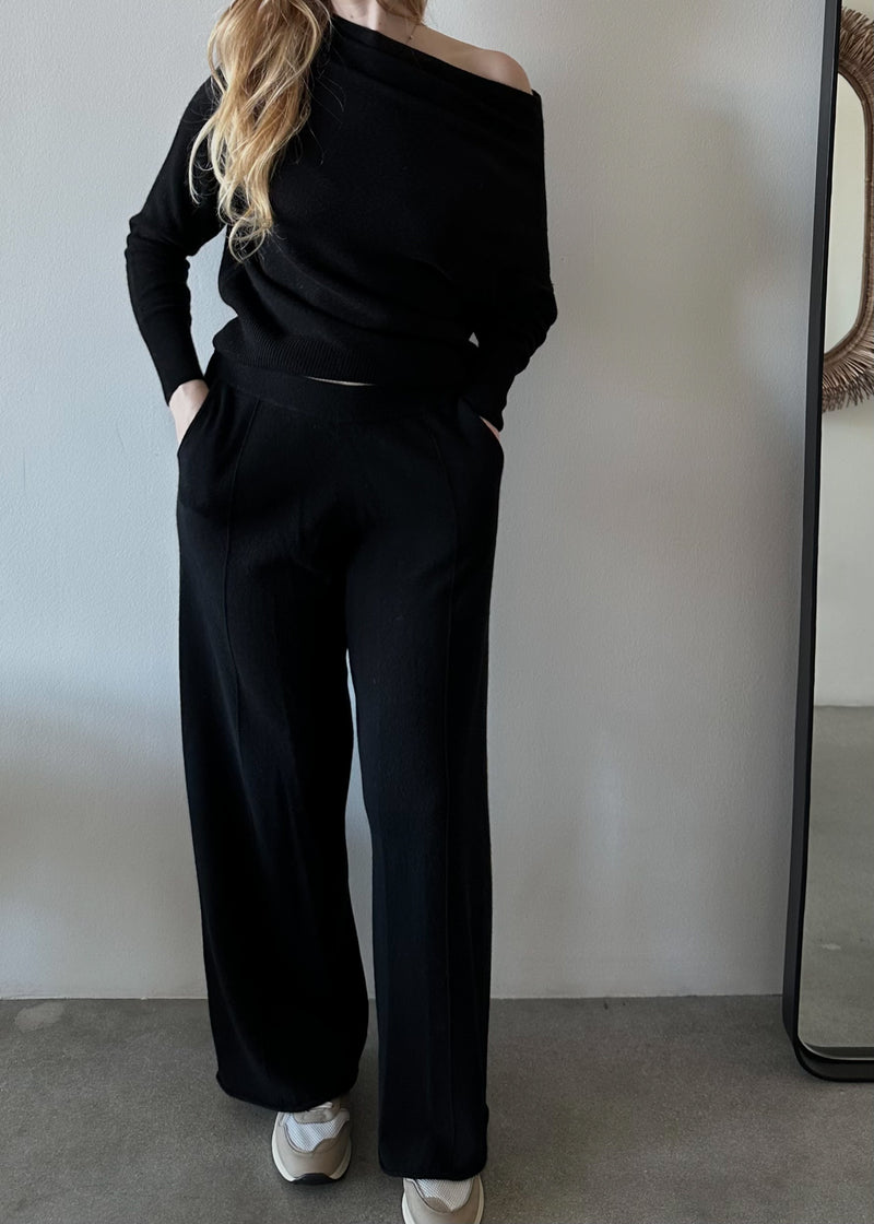 Laurie Wide Leg Sweatpants - Black