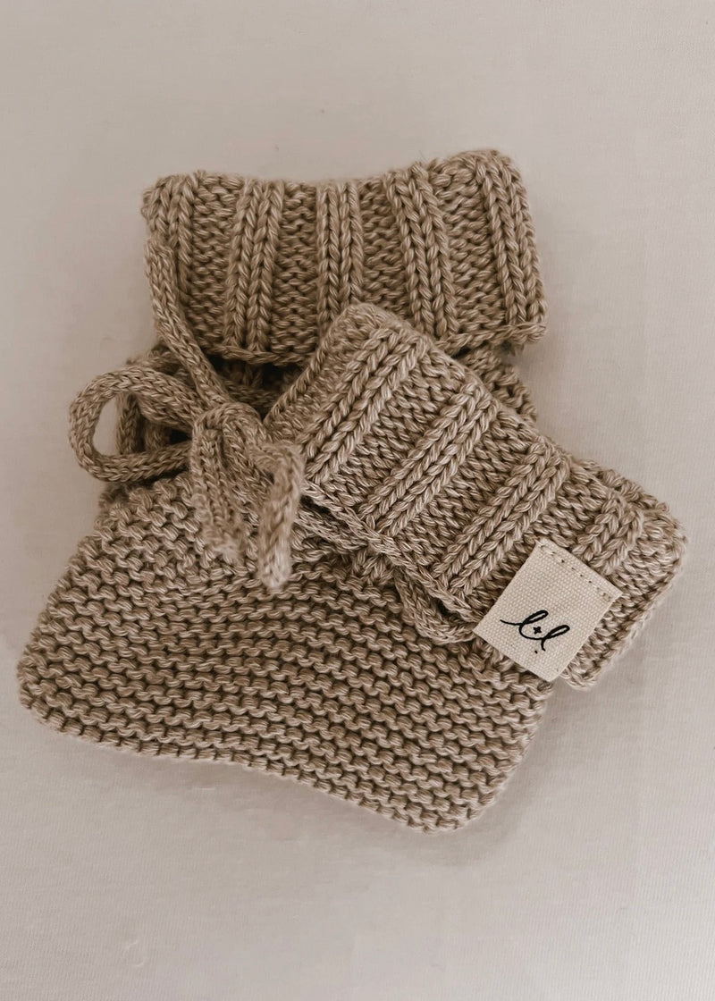 Organic Booties - Heather Beige