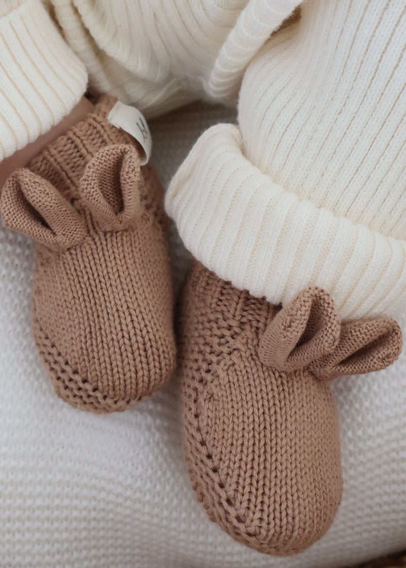 Little Bear Baby Booties - Acorn