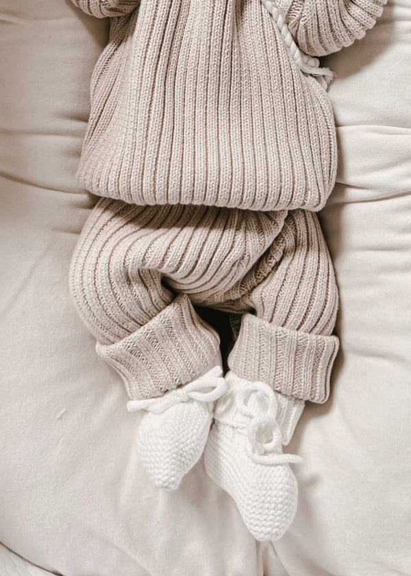 Chunky Rib Leggings - Beige