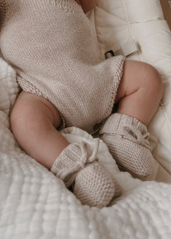 Organic Booties - Heather Beige - house of lolo