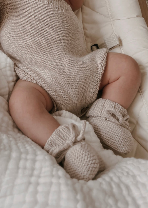 Organic Booties - Heather Beige