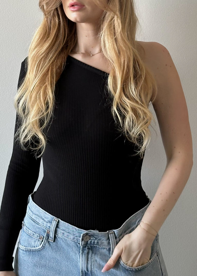 Cami One Shoulder Bodysuit - Black
