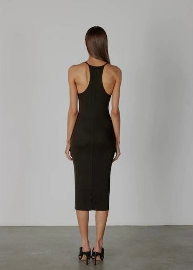 Stretch Silk Knit V Racer Dress - house of lolo