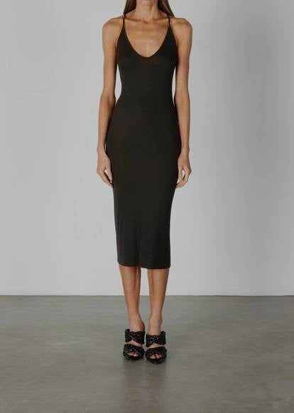 Stretch Silk Knit V Racer Dress - house of lolo
