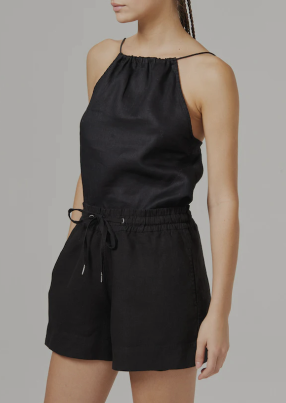 Sophie Linen Top - Black - house of lolo