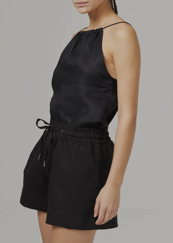 Sophie Linen Top - Black - house of lolo