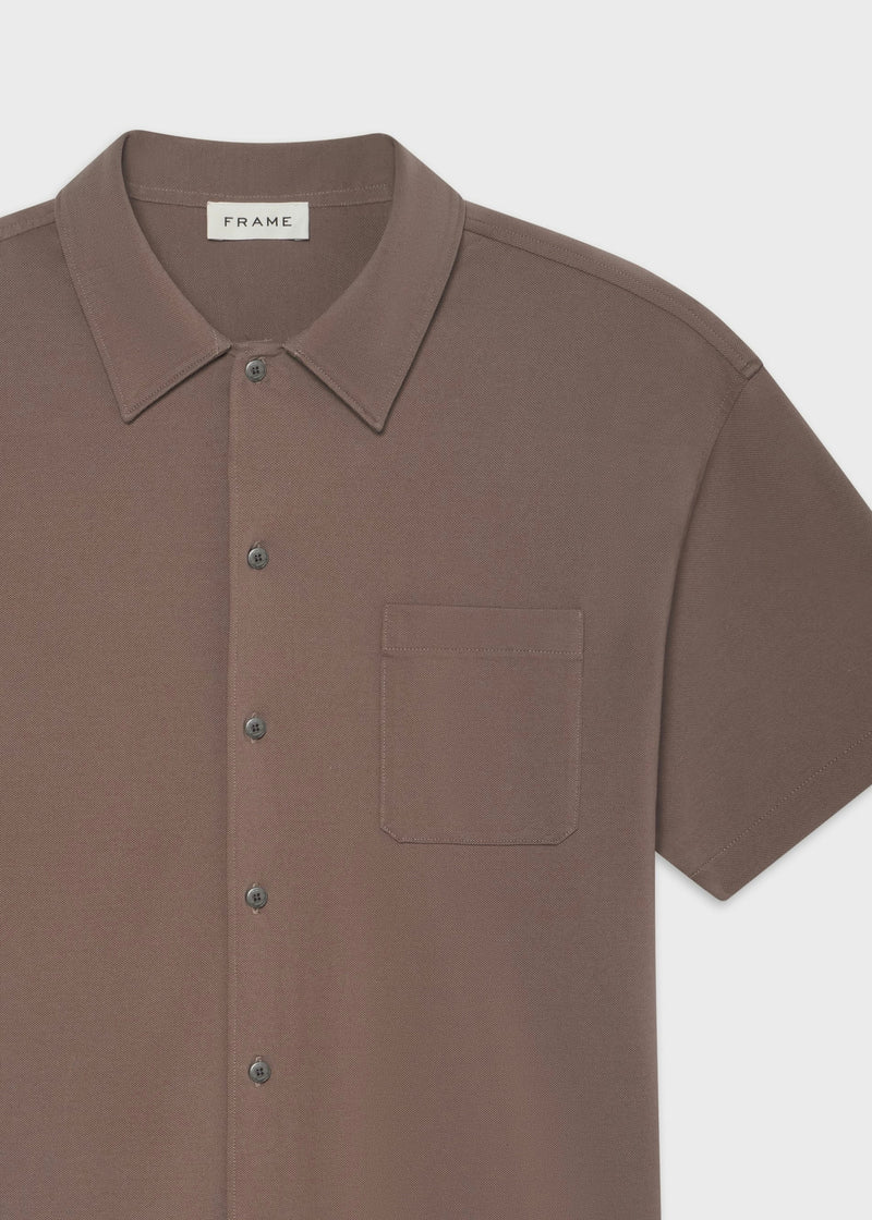 Light Pique Button Down Polo - Mauve