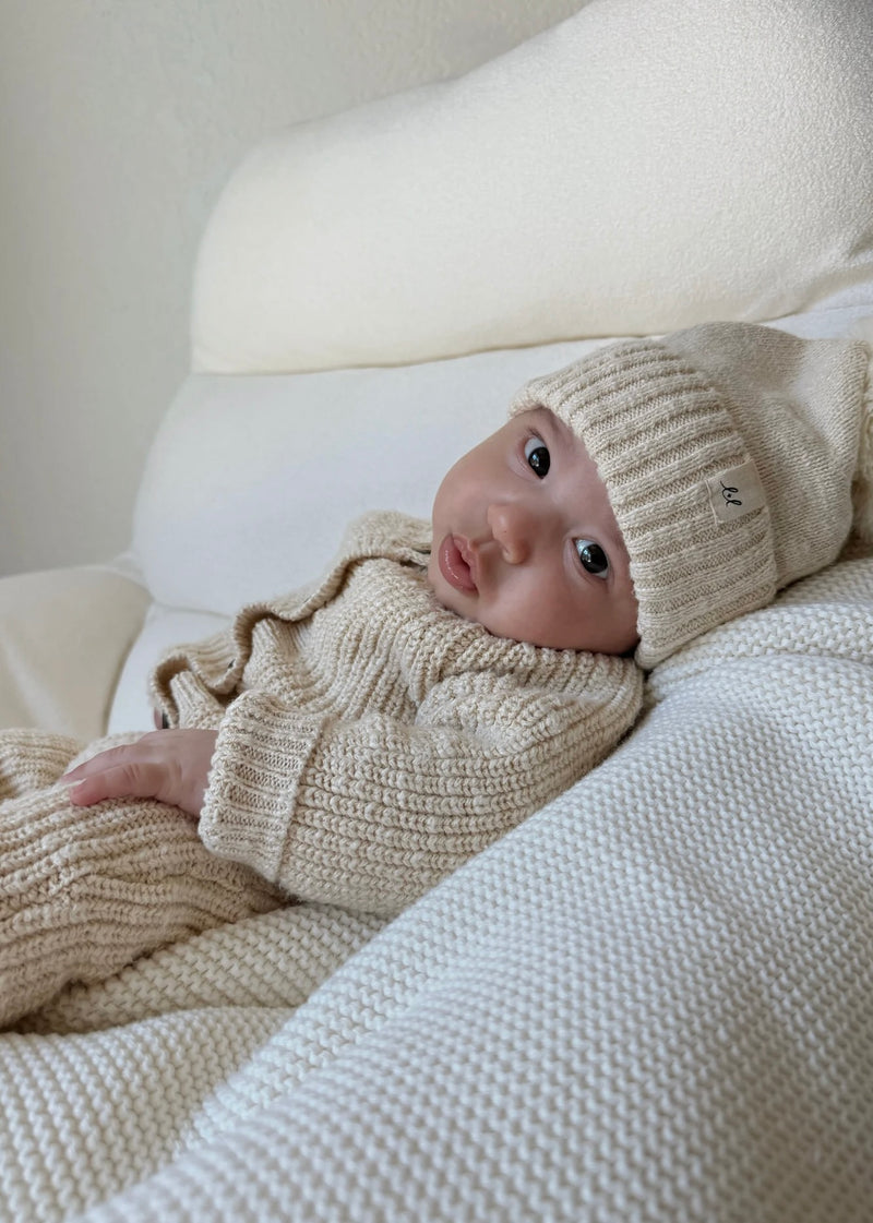 Classic Chunky Knit Jumpsuit - French Cream