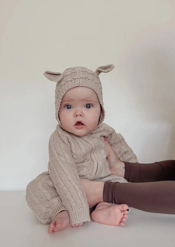 Baby Bear Jumpsuit - Heather Beige - house of lolo
