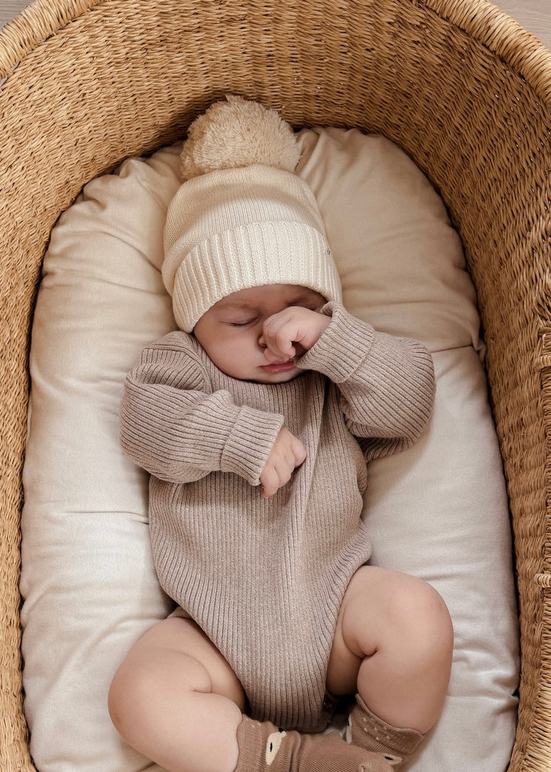 Baby Rib Bodysuit - Heather Beige