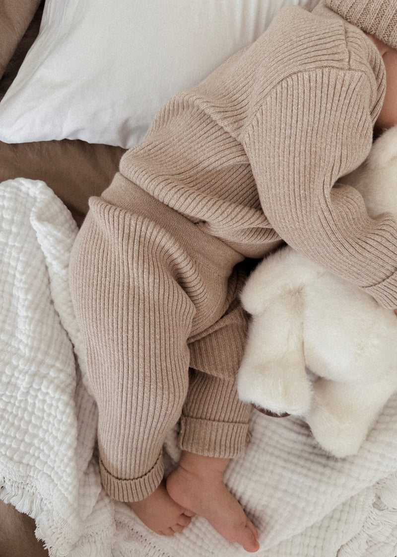 Baby Rib Leggings - Heather Beige